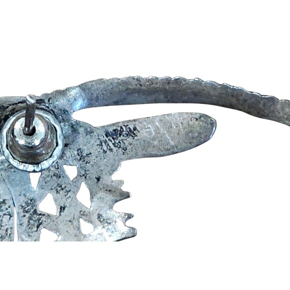 Butterscotch Amber Vintage Earrings 925 Sterling Silver Antelope Ibex Animal - Picture 3 of 6